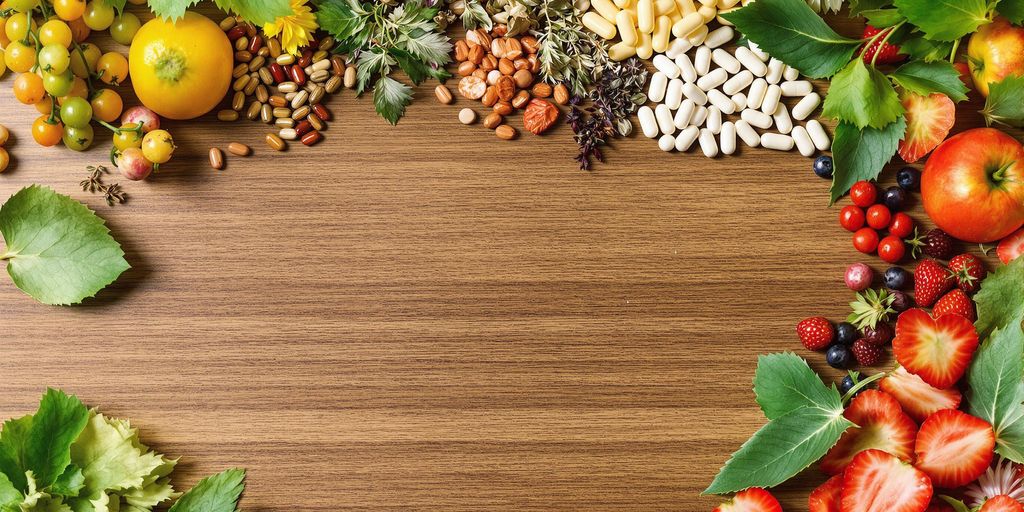 Natural supplements for diabetes on a wooden surface.