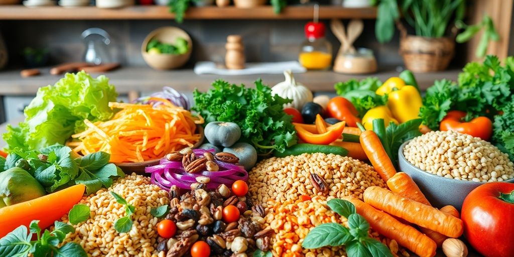 Colorful fresh ingredients for an all-natural diabetes cookbook.