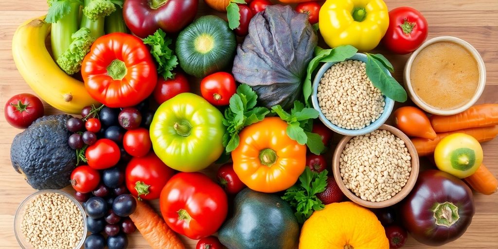 Colorful fruits and vegetables for diabetes prevention.