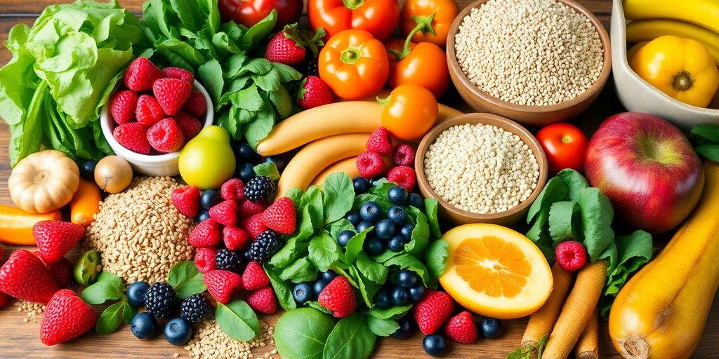 Fresh fruits and vegetables for diabetes management.