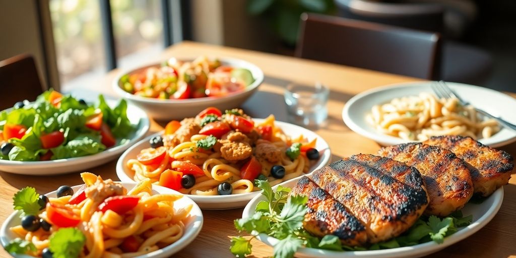 Plate of colorful Olive Garden healthy food.