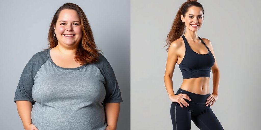 Woman before and after weight loss