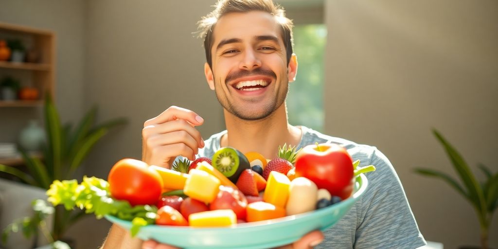 Healthy person eating nourishing foods for insulin.